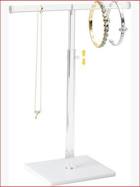 Acrylic Jewelry Tower Stand Adjustable Height 15-23 Inch T-Bar Display